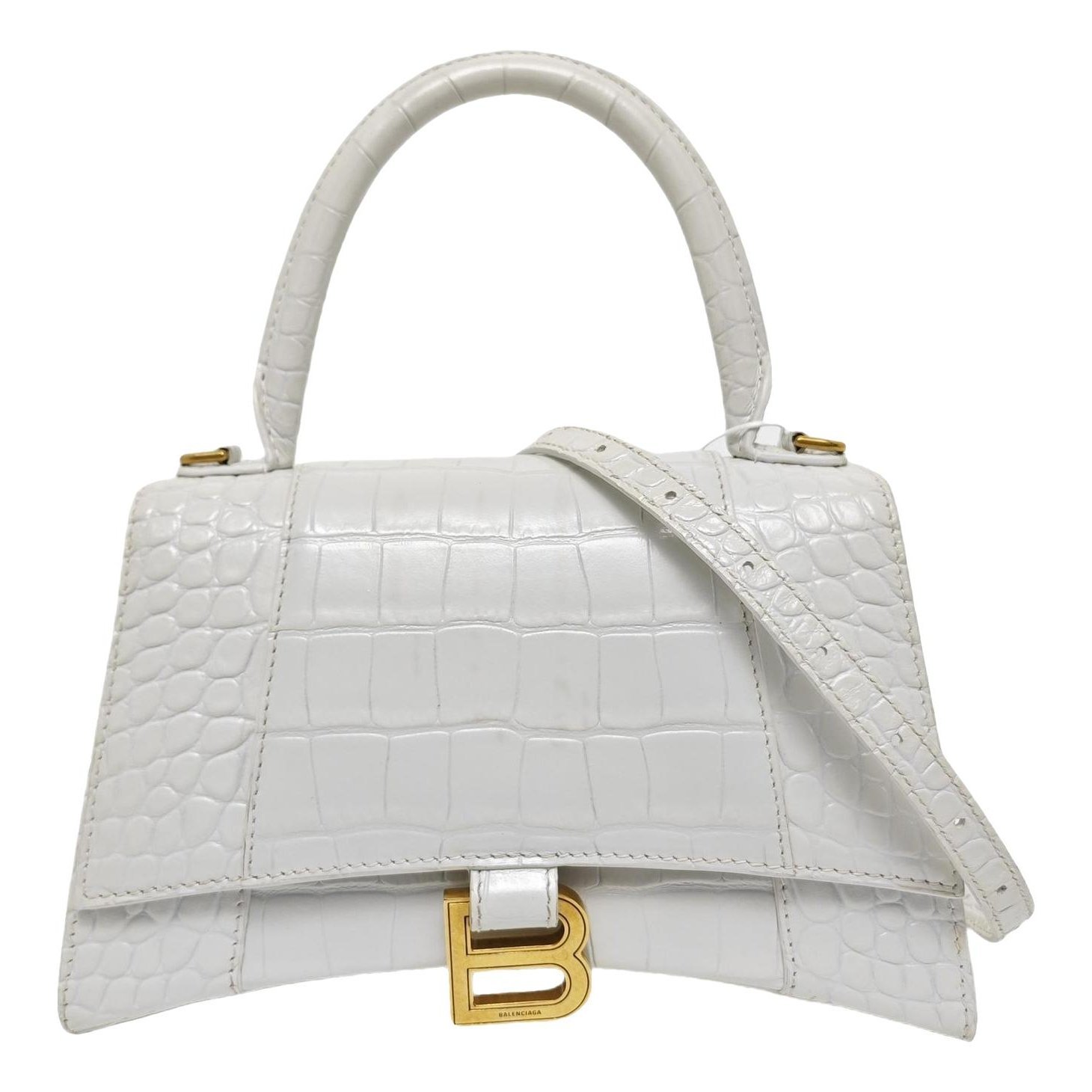 Hourglass leather handbag