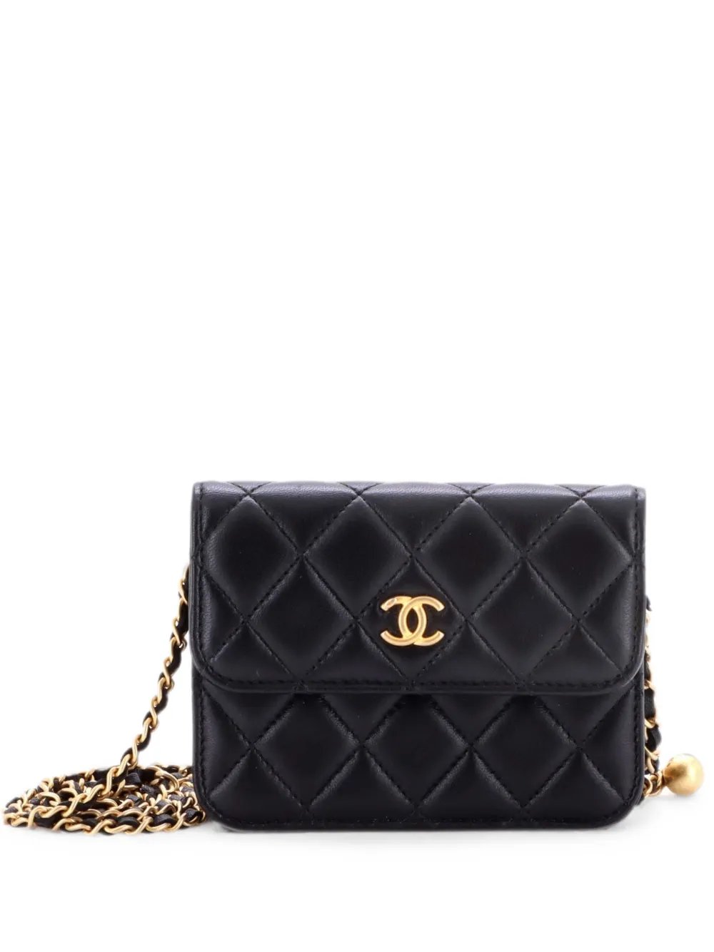 Pearl Crush Flap Clutch with Chain Quilted Lambskin Mini crossbody bag