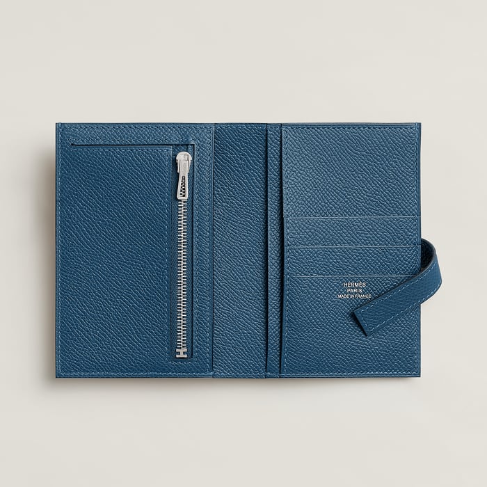 Deep Blue New H Passant Compact Wallet