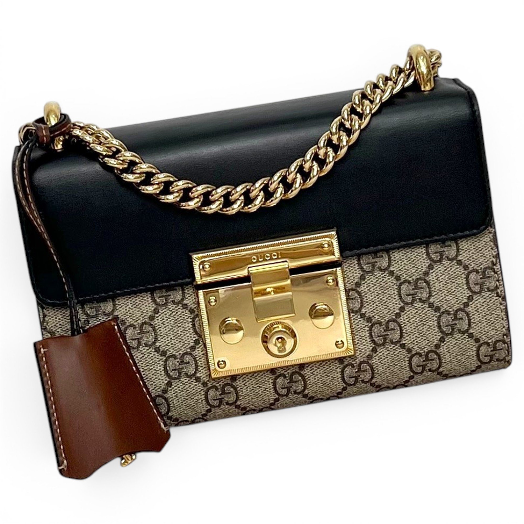 Padlock leather handbag