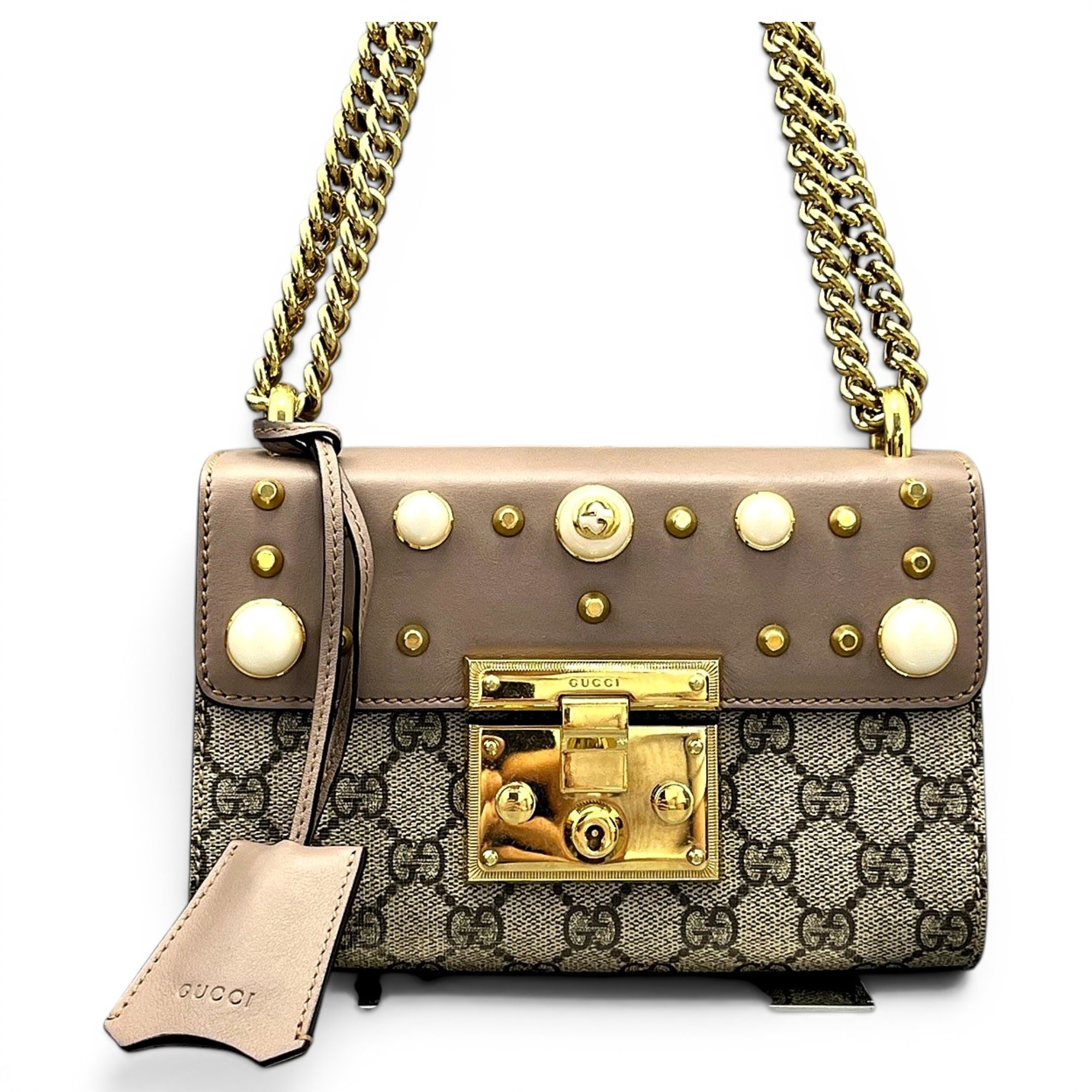 Padlock leather handbag