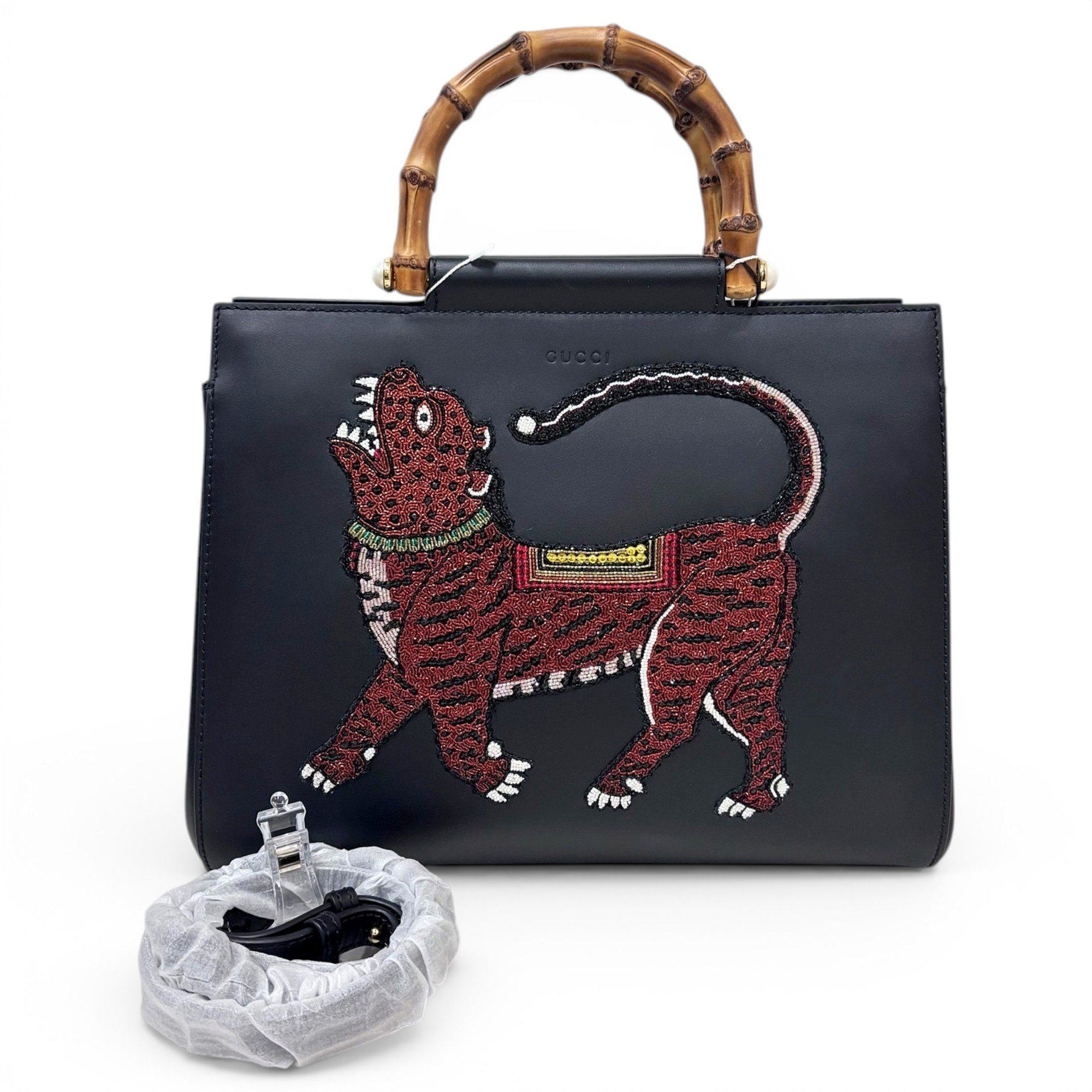 Bamboo Top Handle leather handbag