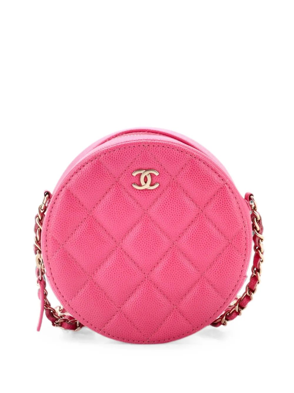 Round Clutch with Chain Quilted Caviar Mini crossbody bag