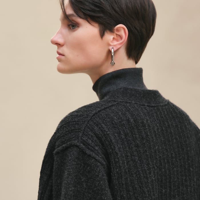 Gris Volcanique Thick Long-sleeve Cardigan