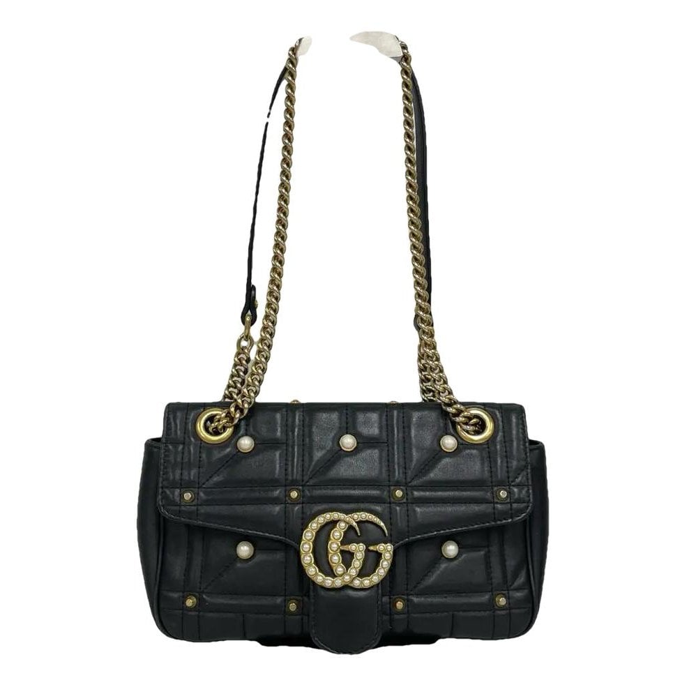 Pearly GG Marmont Flap leather handbag