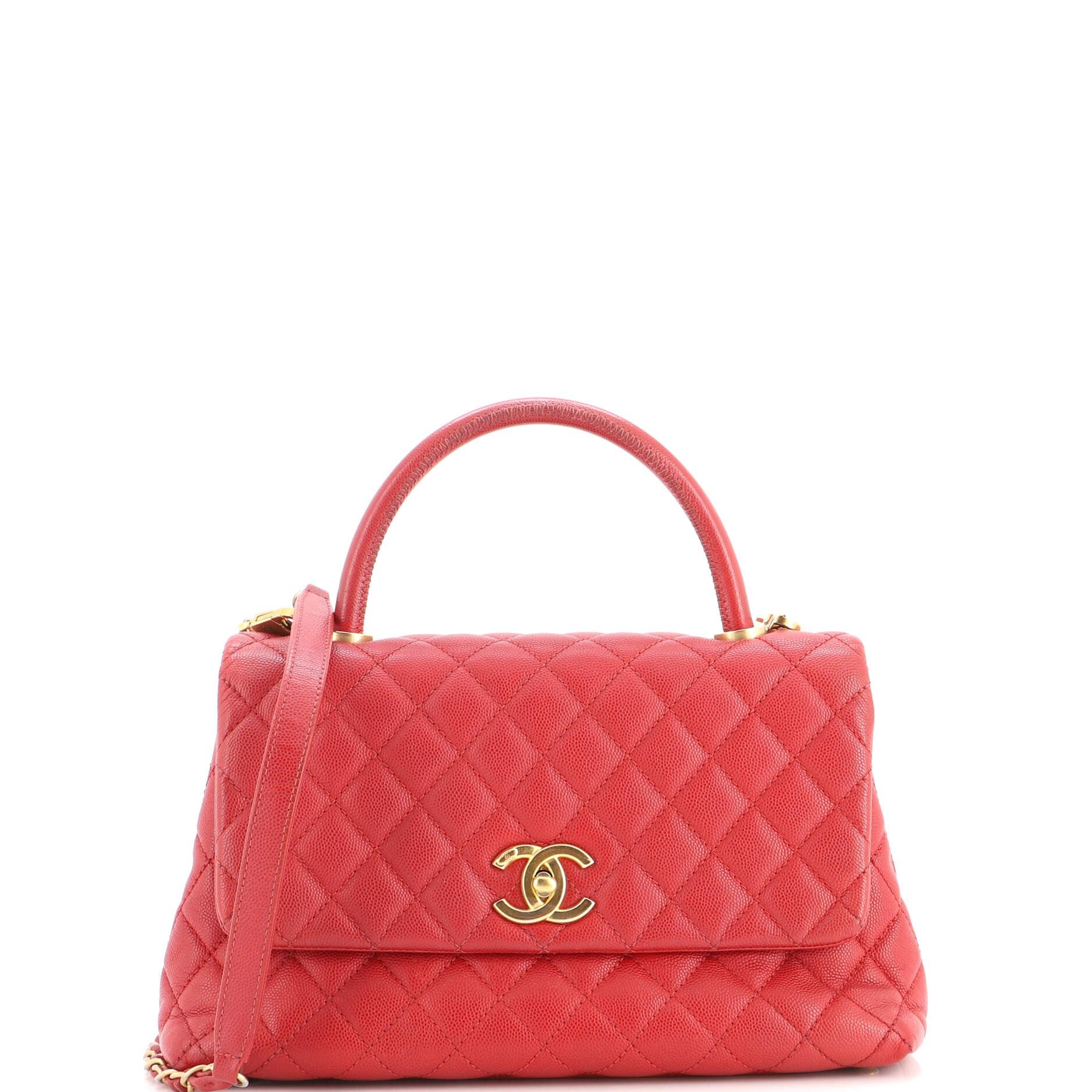 Coco Top Handle Bag Quilted Caviar Small