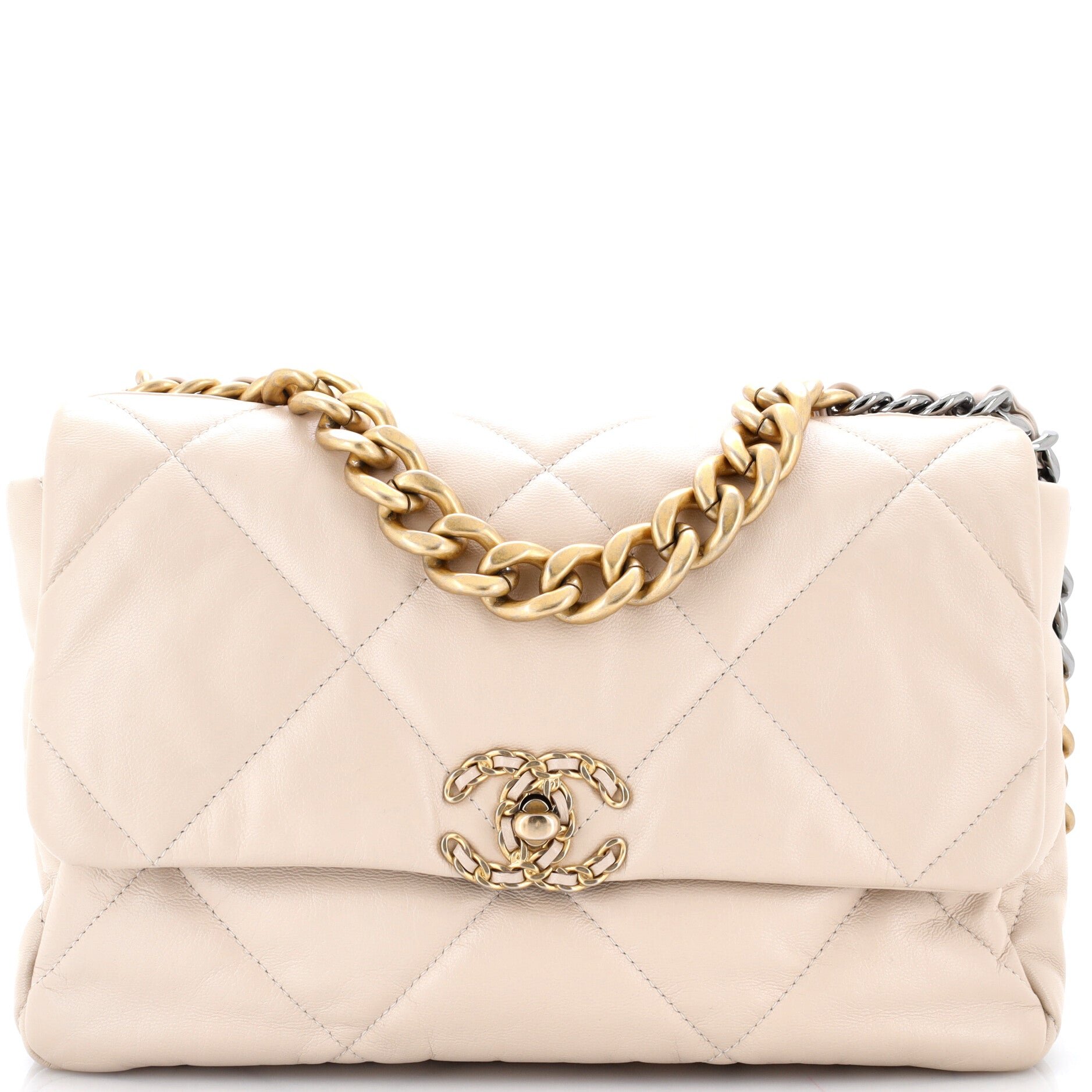 19 Flap Bag Quilted Leather Large