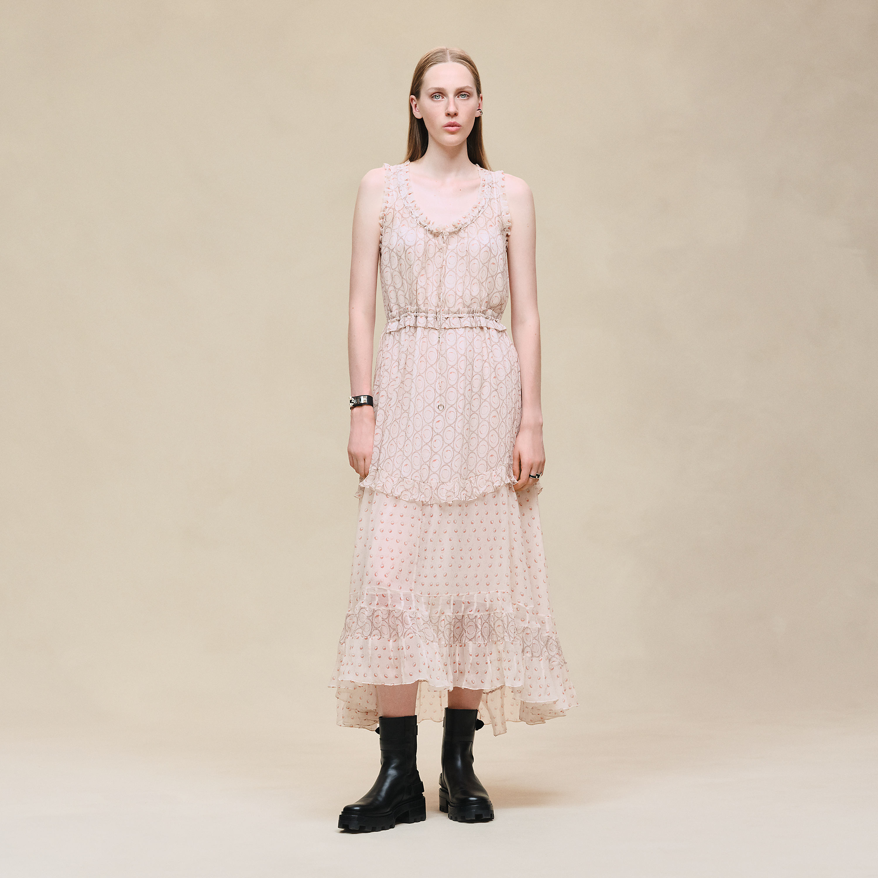 Robe débardeur volante imprimé « Clous »