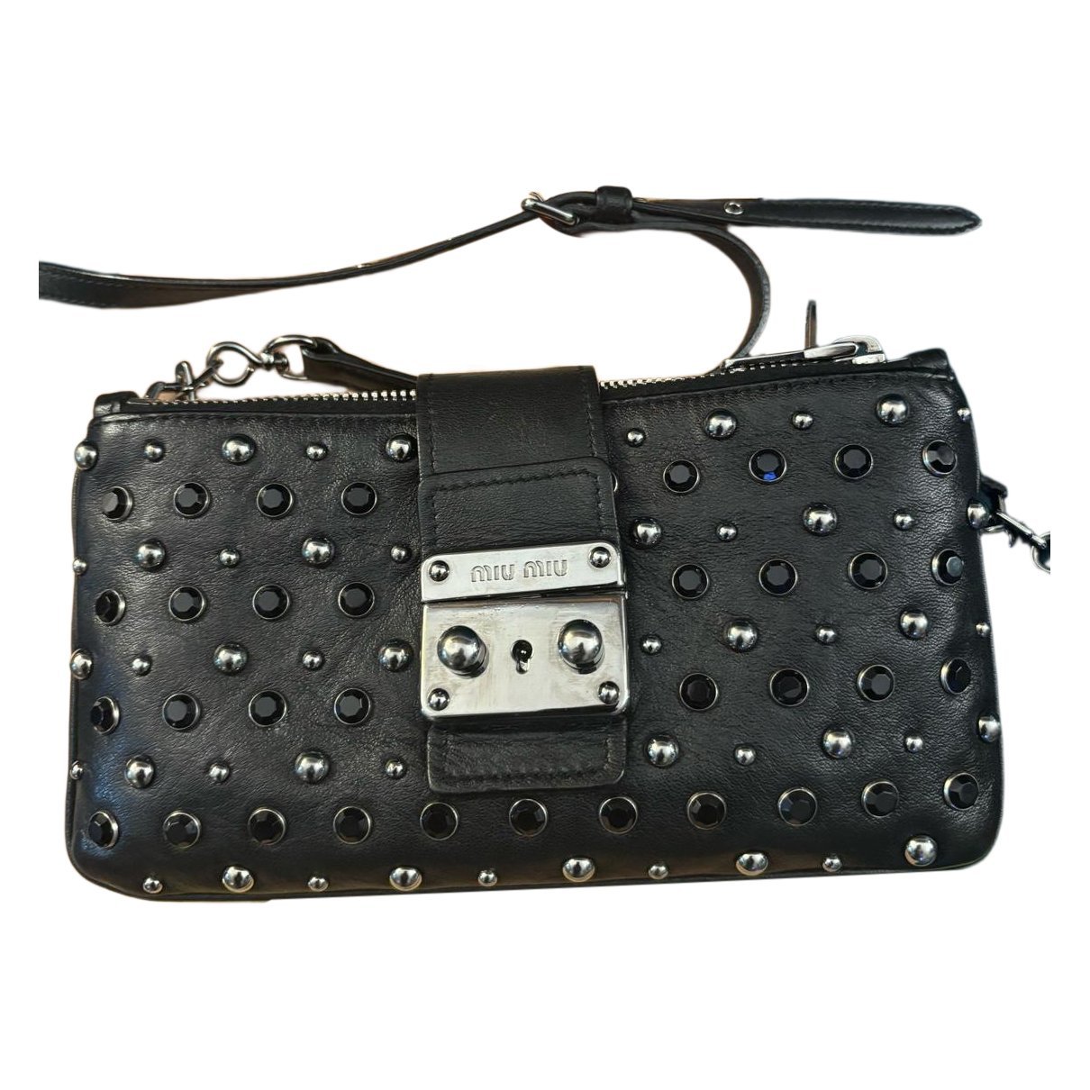Miu Crystal leather crossbody bag