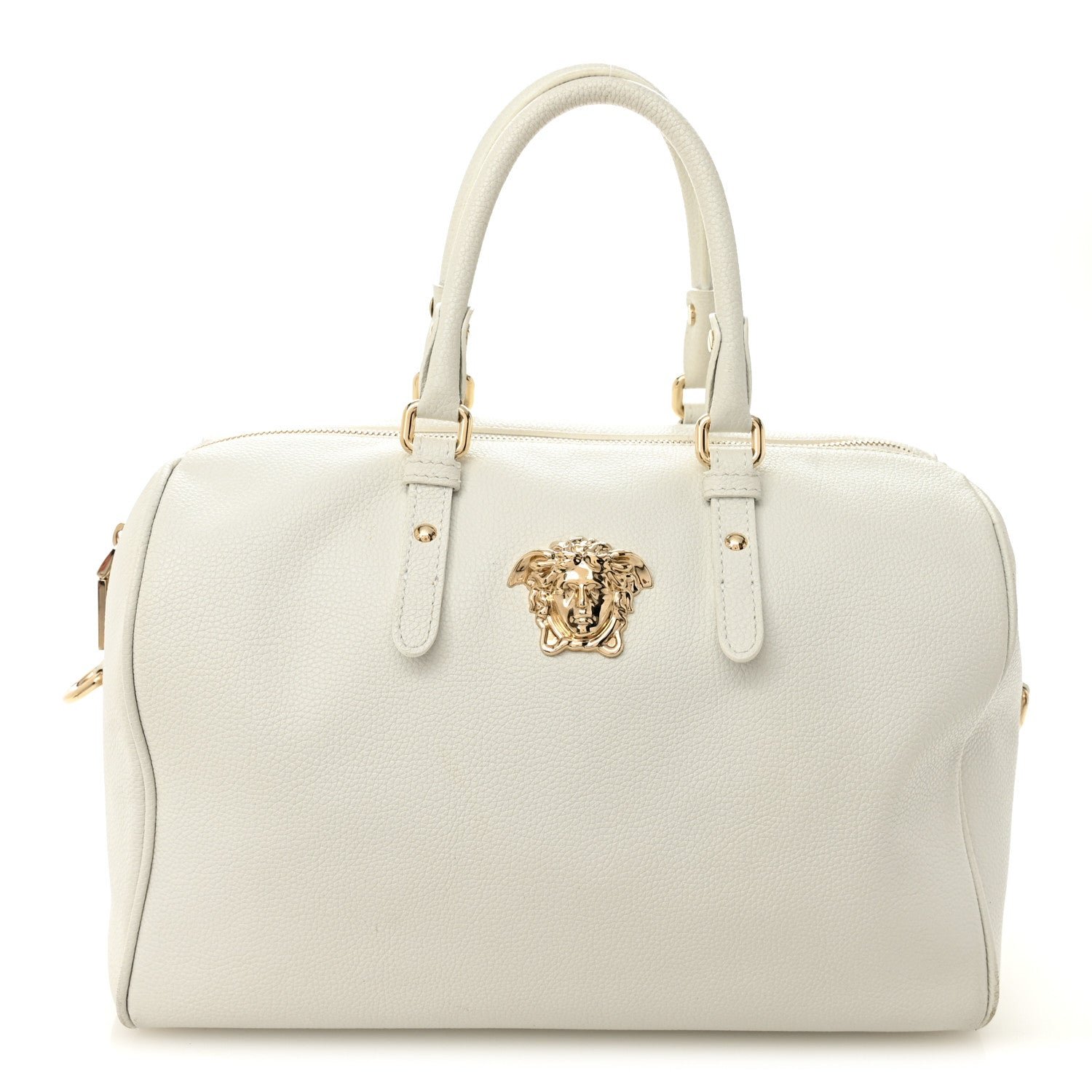 Versace Versace Grained Calfskin Palazzo Bowler White