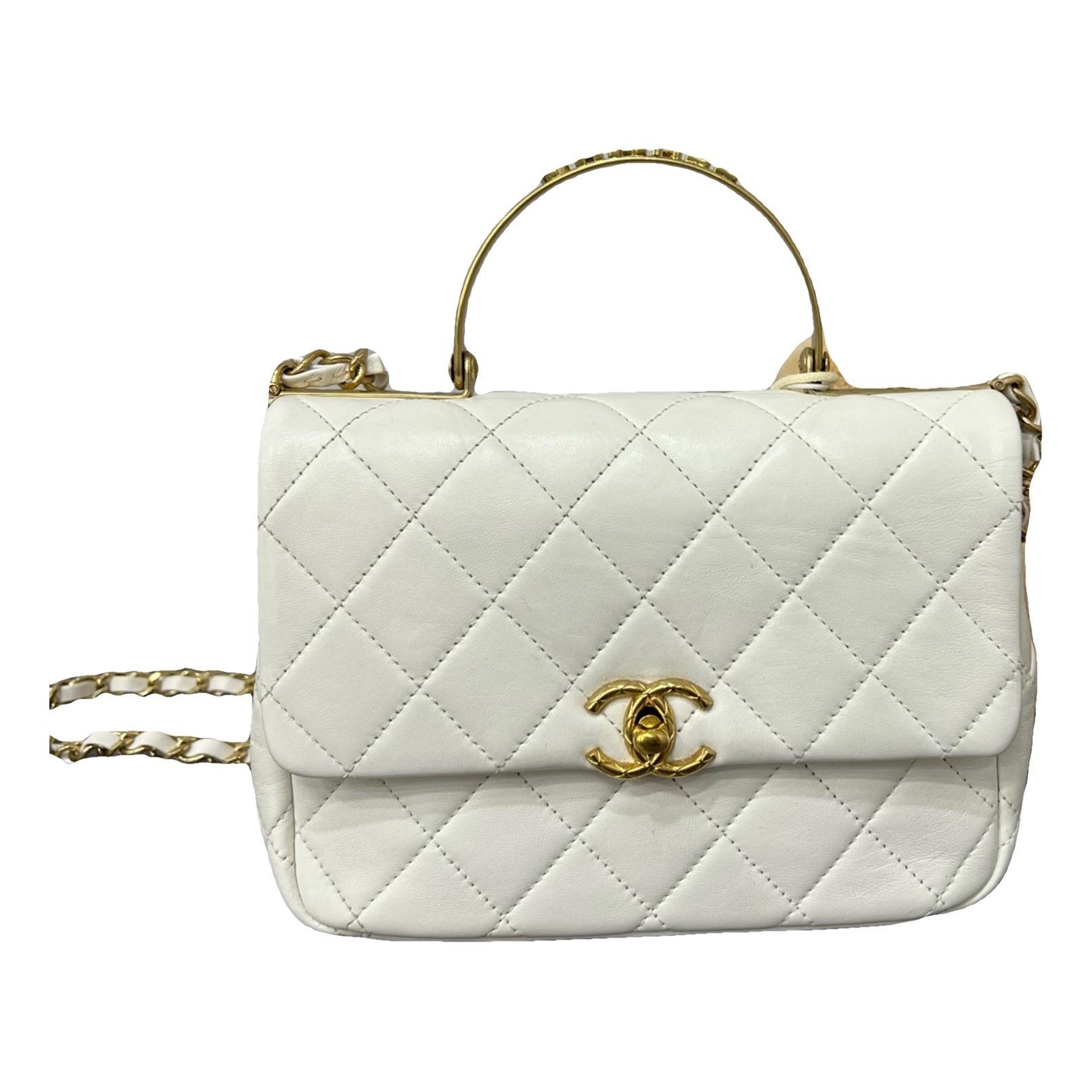 Trendy CC Top Handle leather handbag