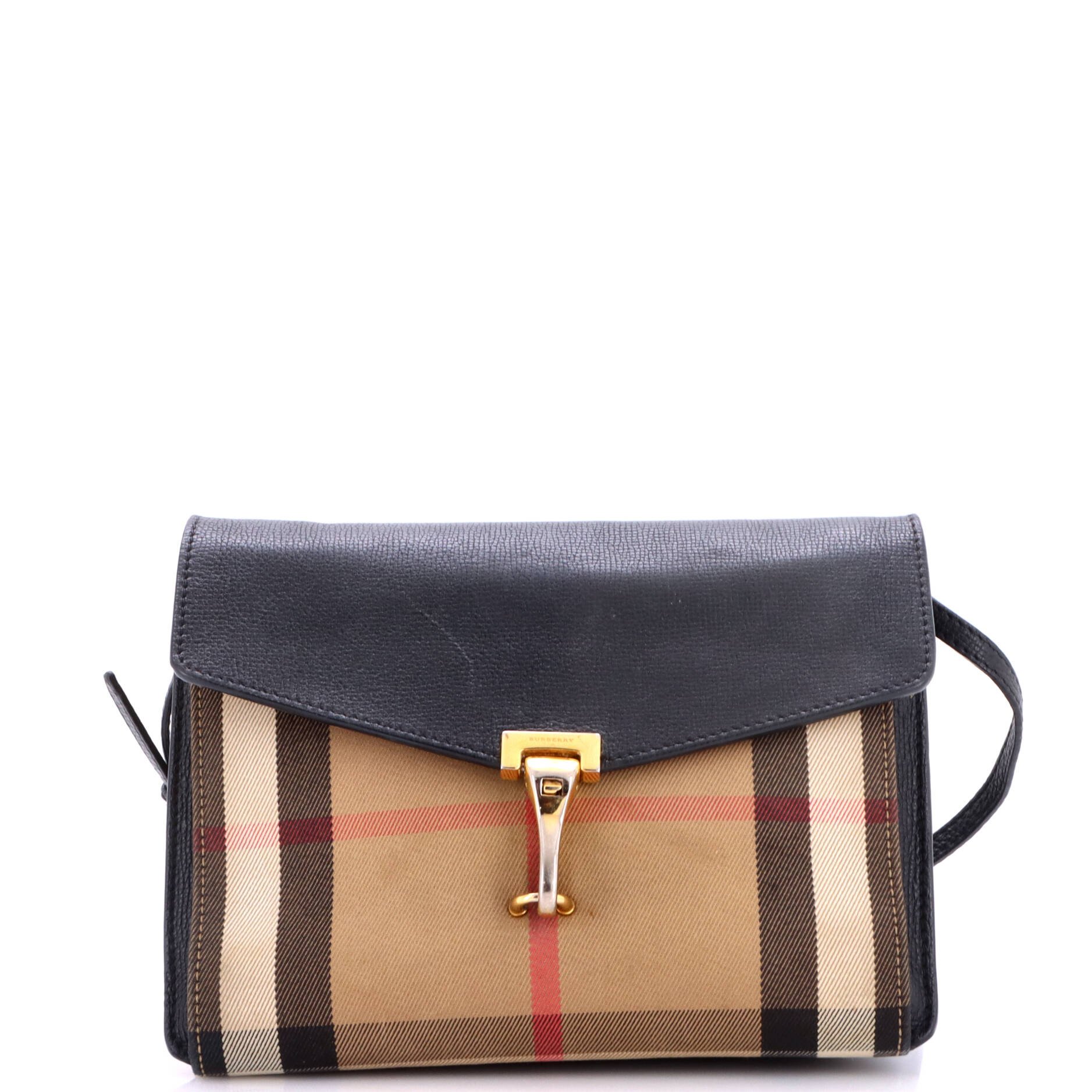 Macken Crossbody Bag Leather and House Check Canvas Baby