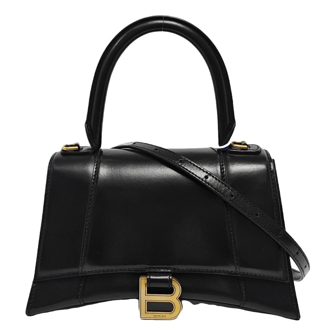 Hourglass leather handbag