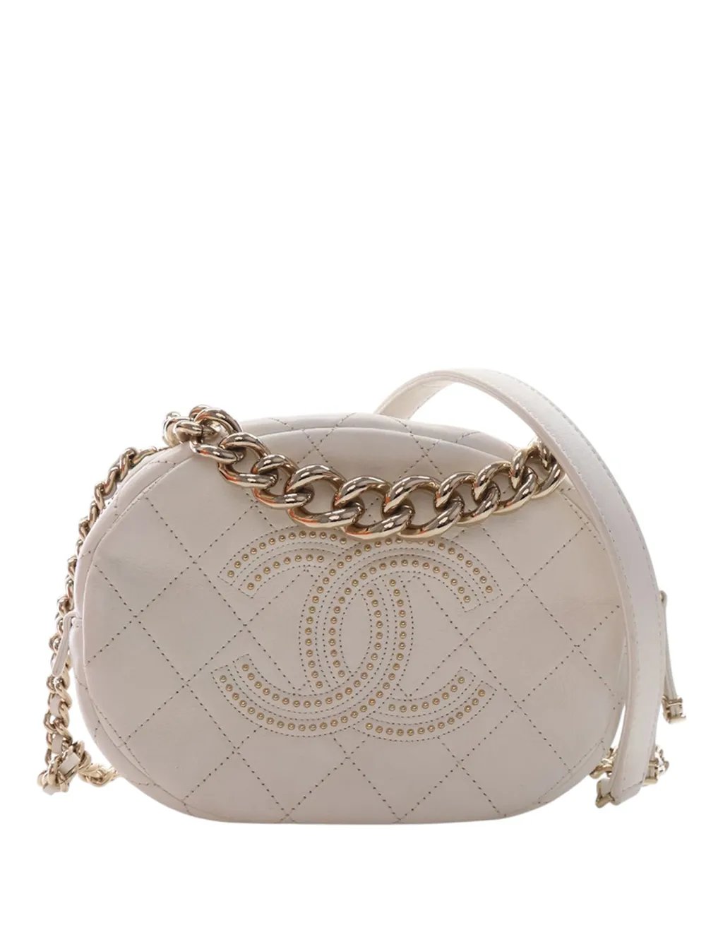 2019 CC Quilted Studded Lambskin Round Camera Bag crossbody bag