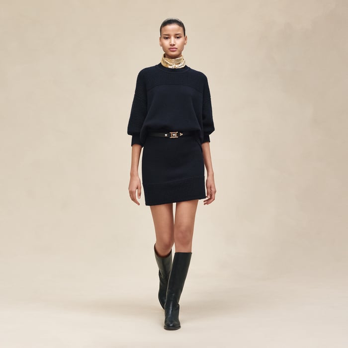 Bleu Noir Cashmere Short Skirt