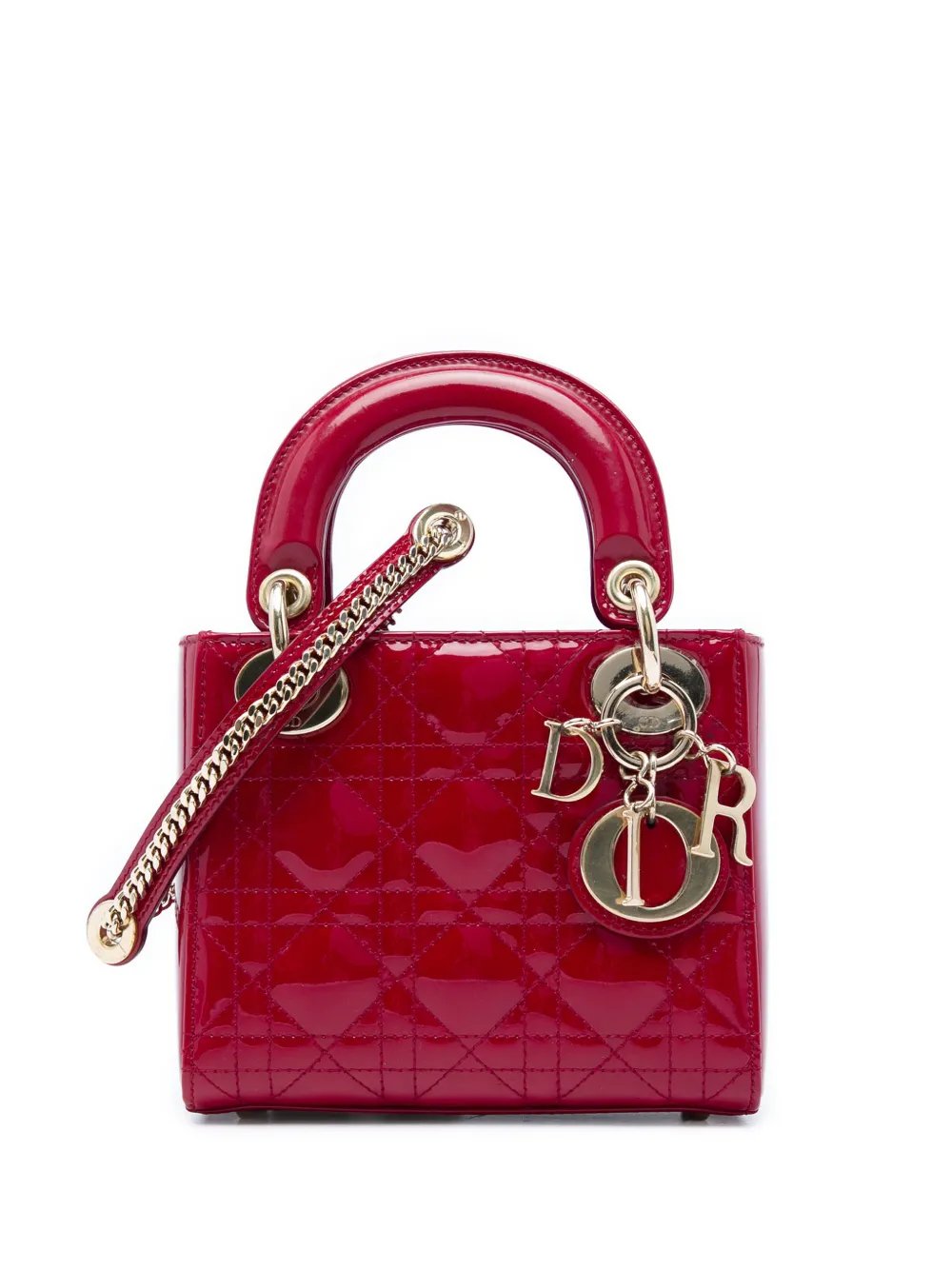 2018 Mini Patent Cannage Lady Dior satchel