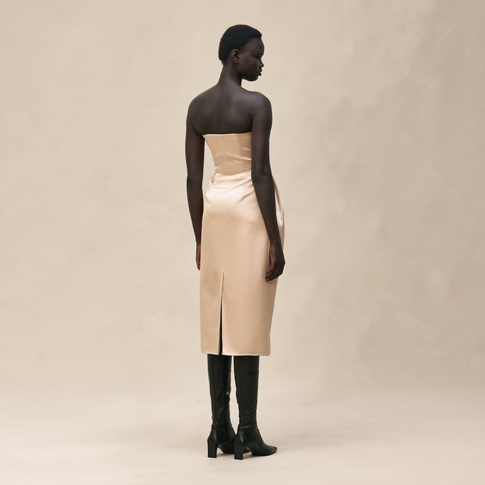 Beige Gold Bustier Dress