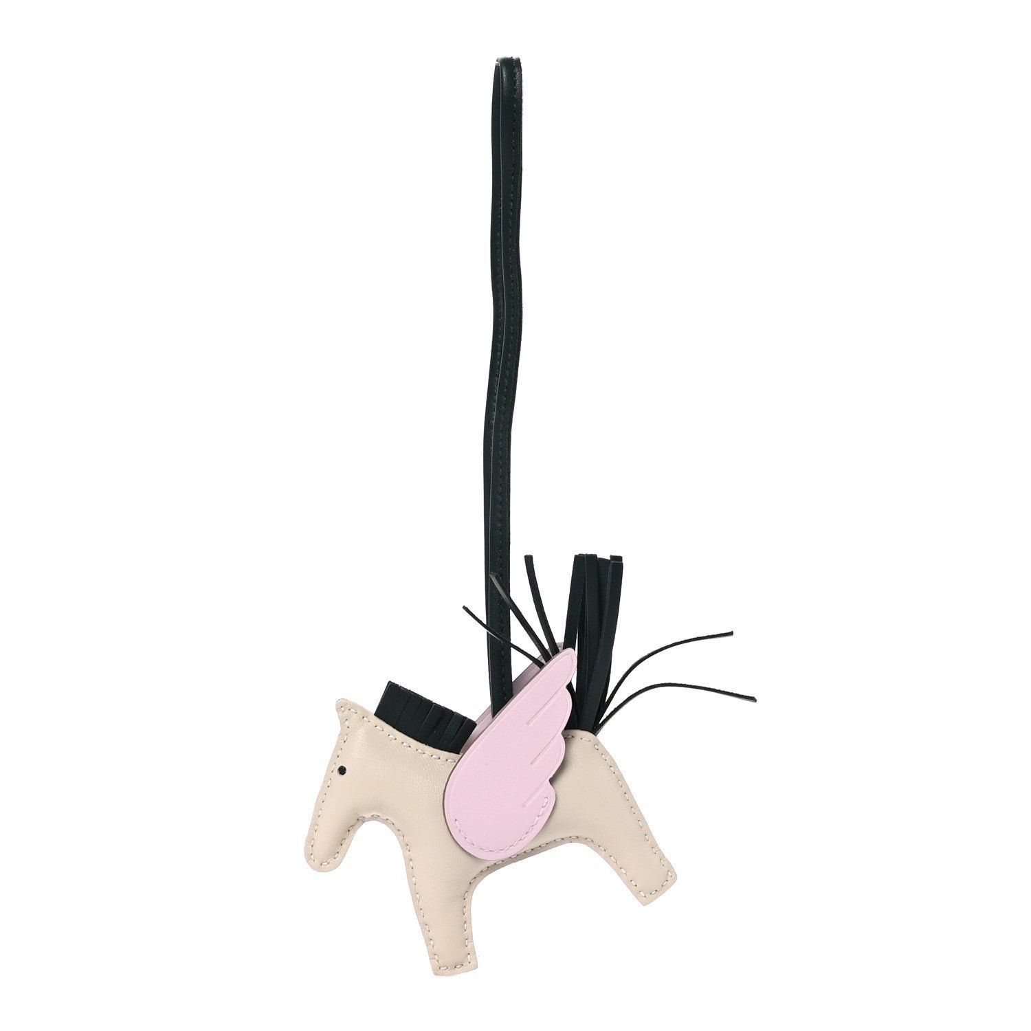 Hermes Milo Lambskin Grigri Rodeo Pegase Horse Bag Charm PM Craie Mauve Pale Vert Cypress