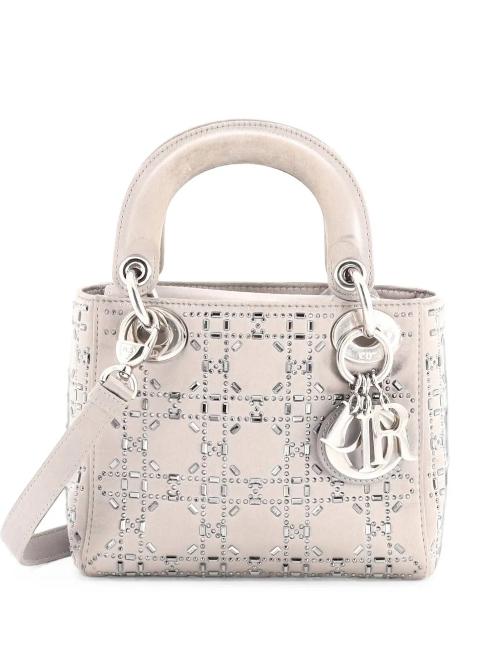 Lady Dior Bag Crystal Embellished Cannage Quilt Satin Mini satchel