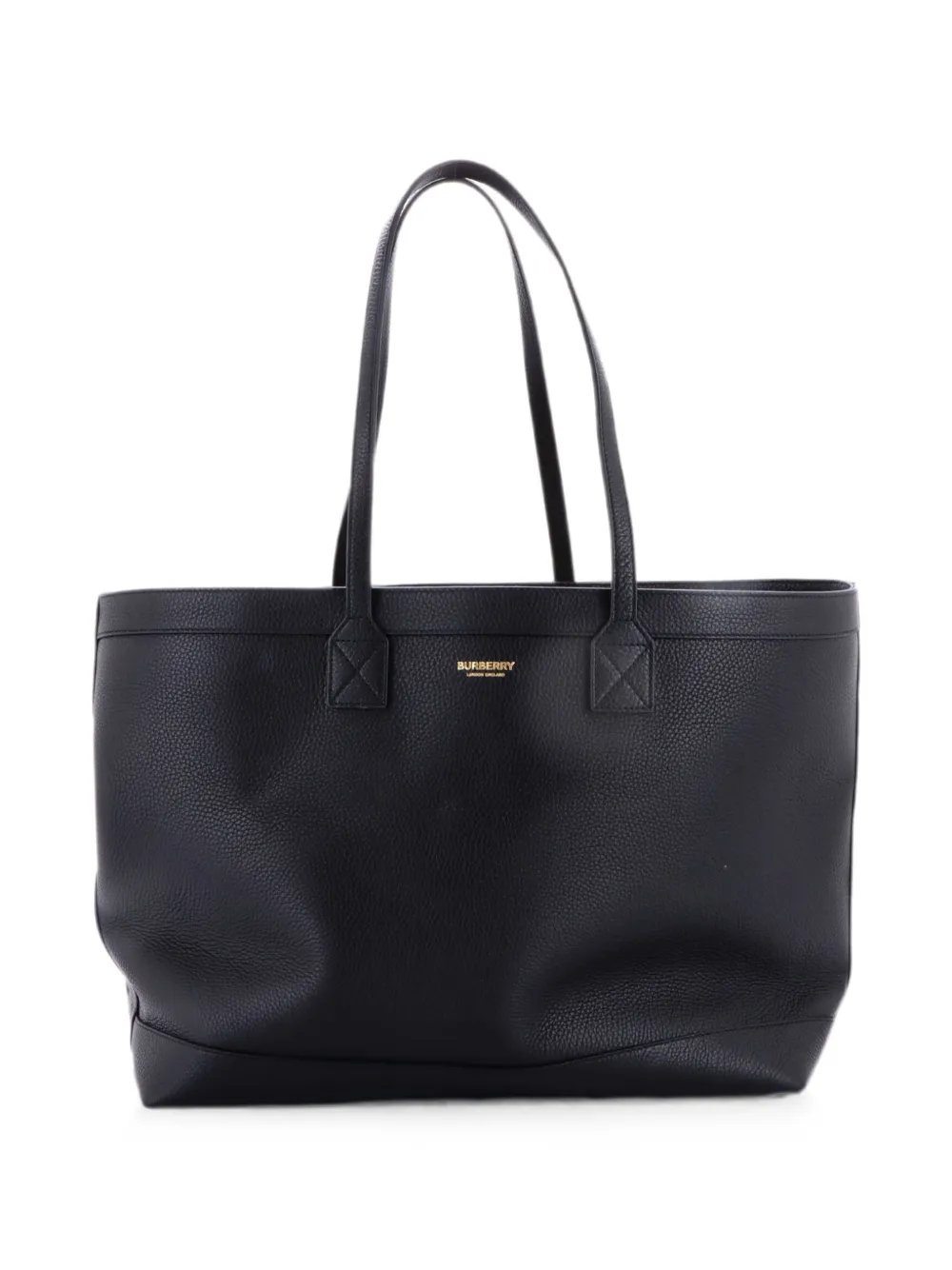 Shopping Leather with Check Canvas Interior Medium tote bag