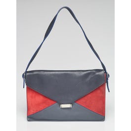 Celine Celine Tricolor Leather/Suede Diamond Medium Shoulder Bag 