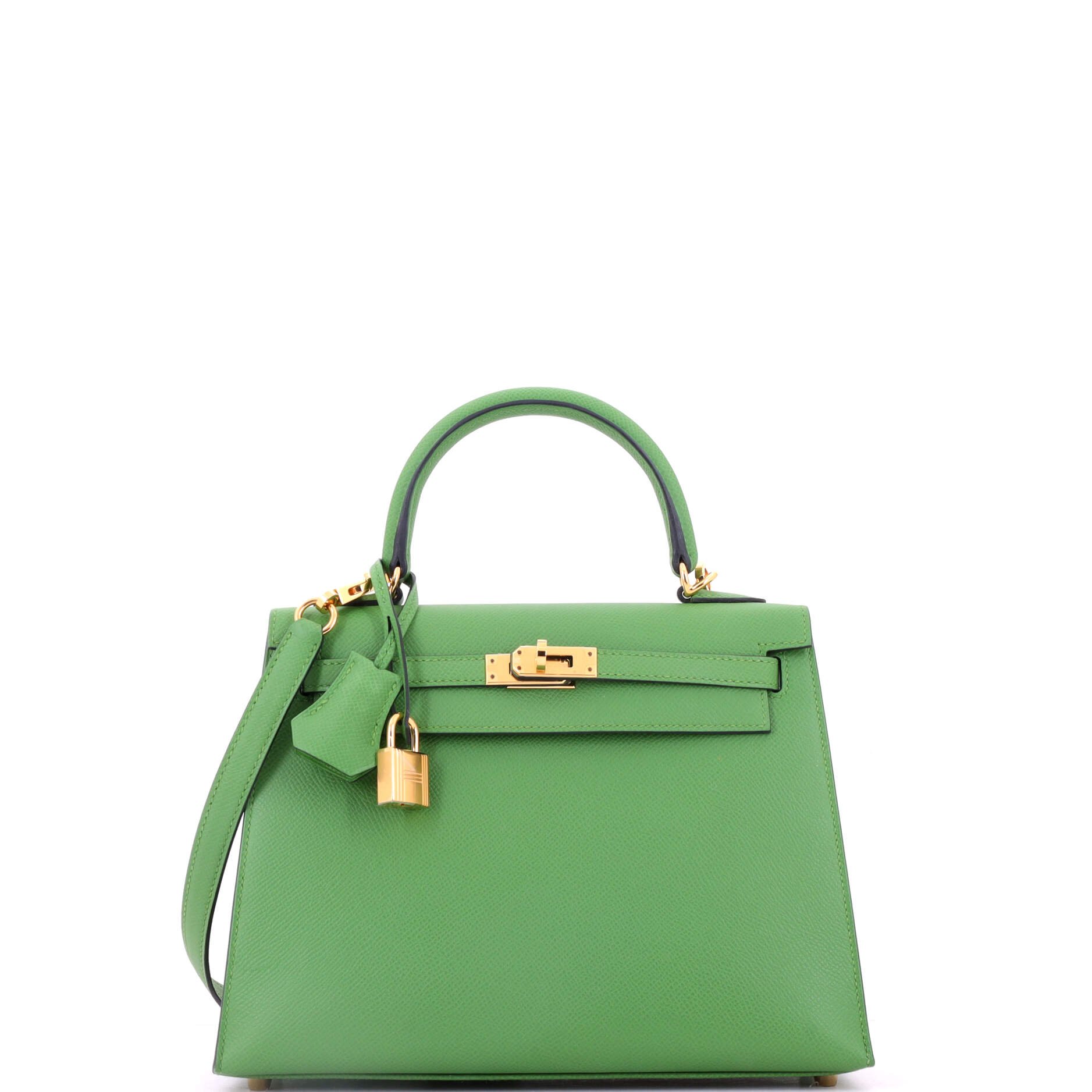 Kelly Handbag Vert Yucca Epsom with Gold Hardware 25