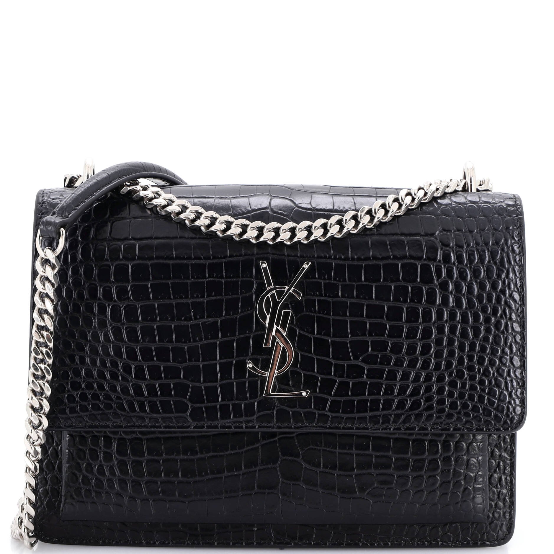 Sunset Crossbody Bag Crocodile Embossed Leather Medium