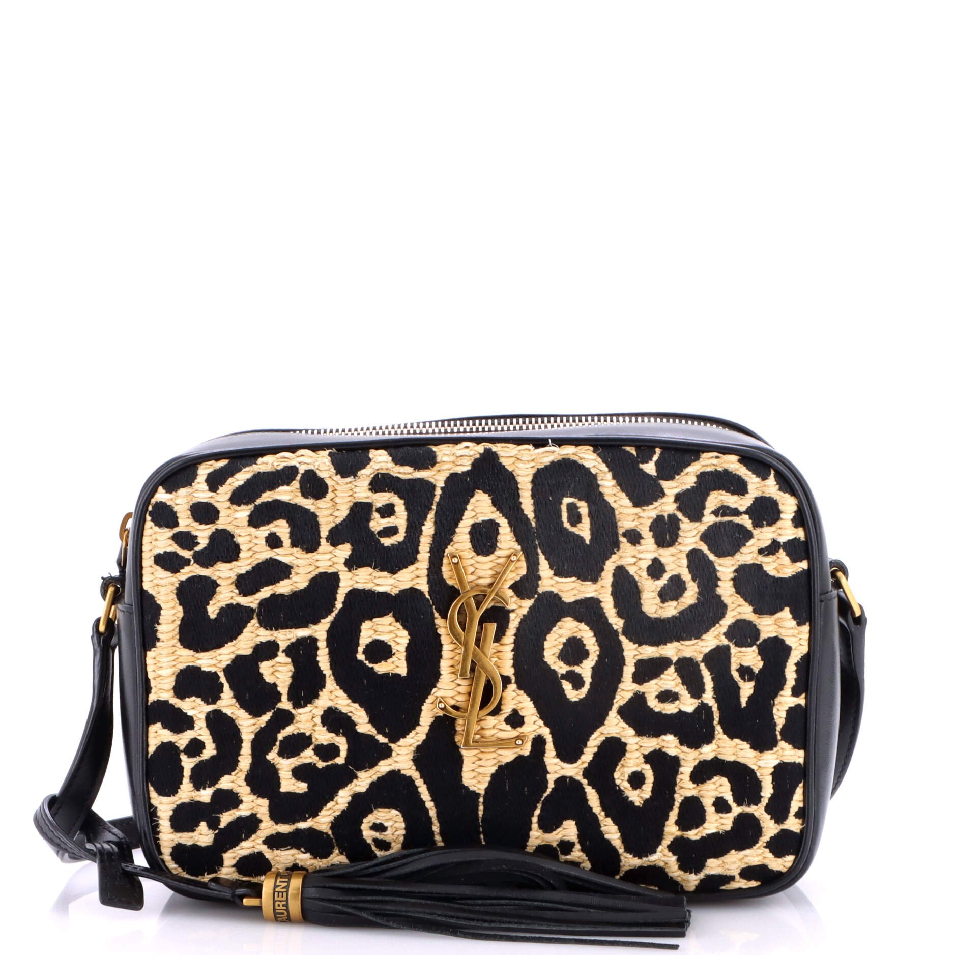 Lou Camera Bag Printed Raffia Small