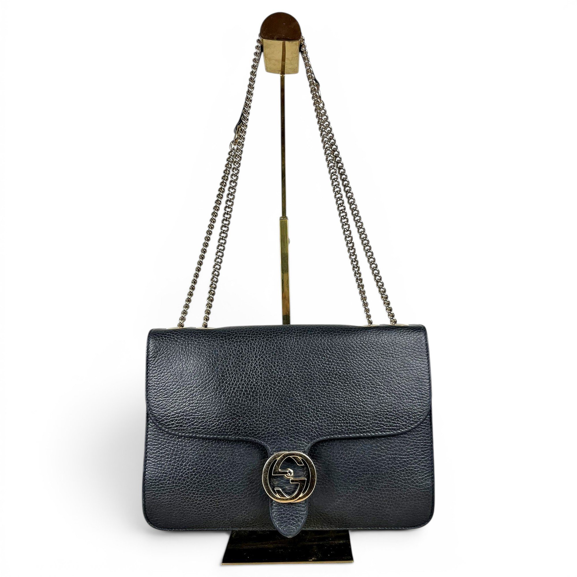 Interlocking leather crossbody bag