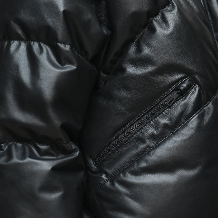 Noir Smooth Calfskin Puffer Coat