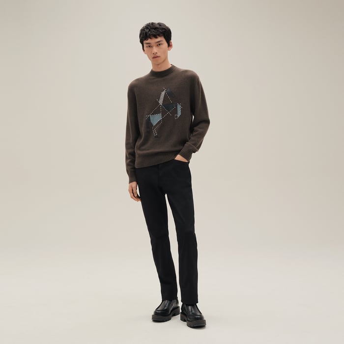 Café Cashmere "Cheval Tangram" Crewneck Sweater