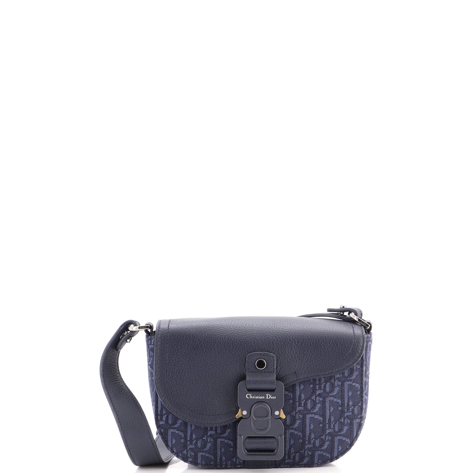 Dior Saddle Buckle Flap Messenger Bag Oblique Canvas and Leather Mini