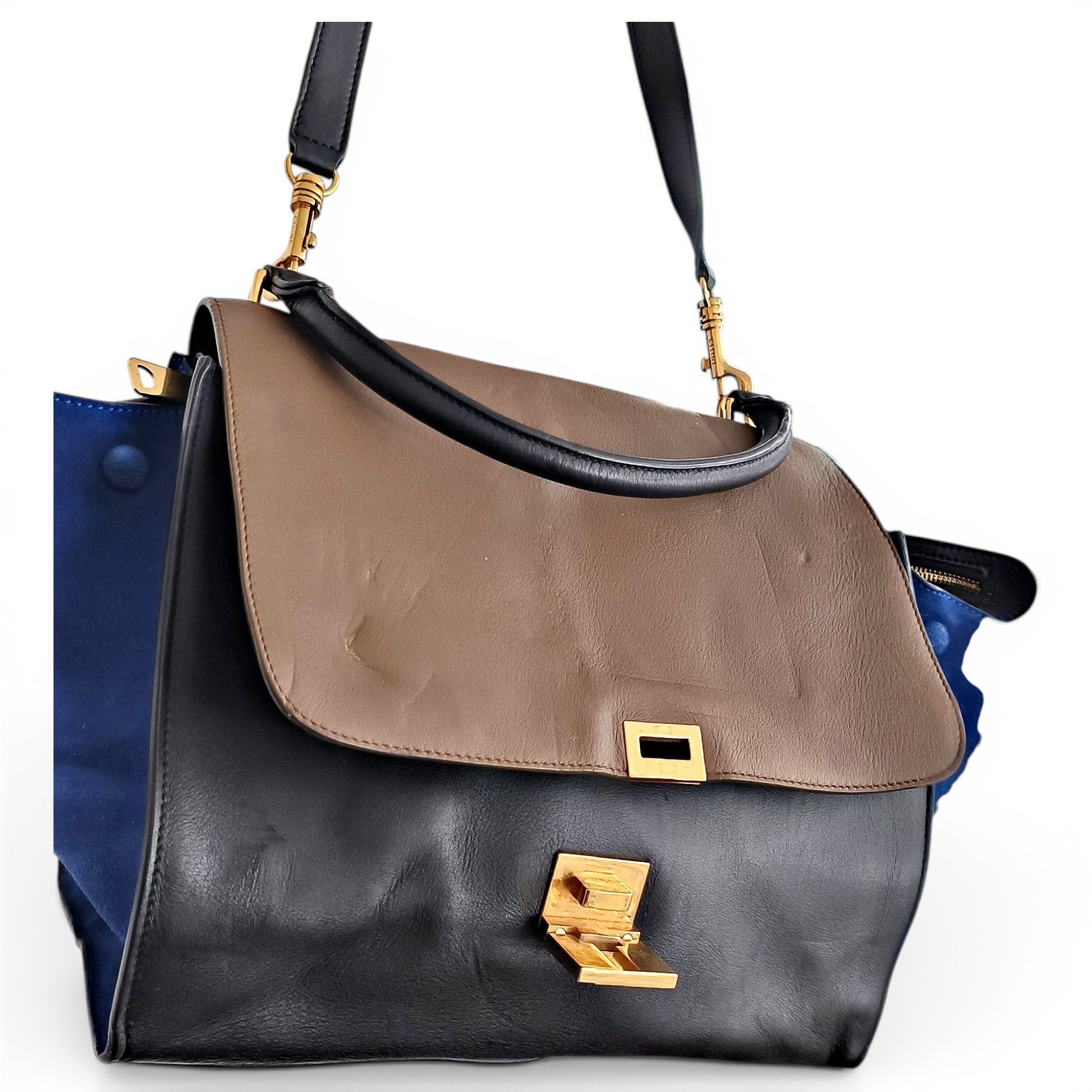 Trapèze leather handbag