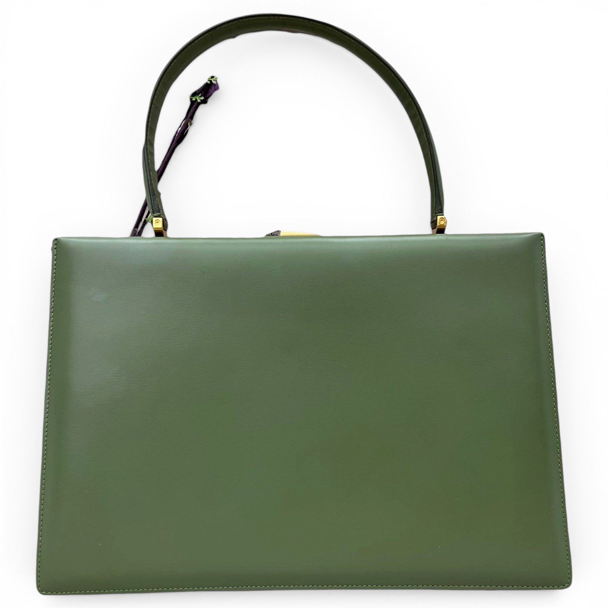 Clasp leather handbag
