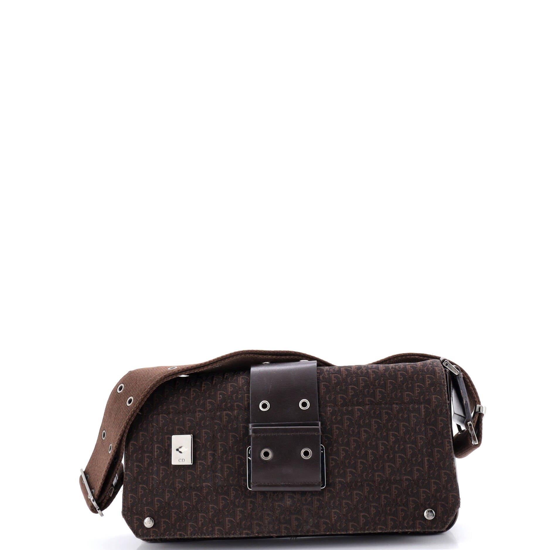 Dior Vintage Front Pocket Street Chic Columbus Bag Diorissimo Canvas with Leather Medium