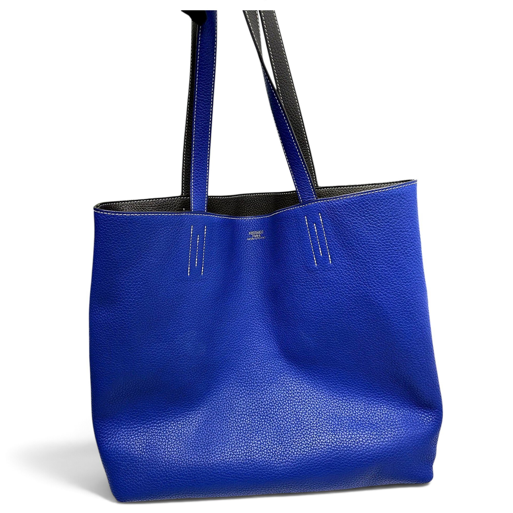 Double sens leather handbag