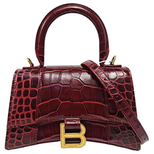 Hourglass leather handbag