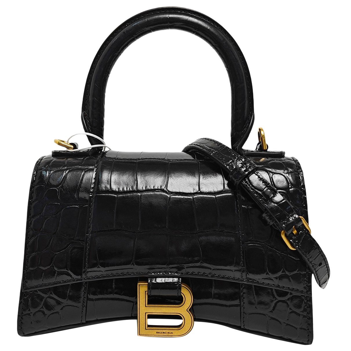 Hourglass leather handbag
