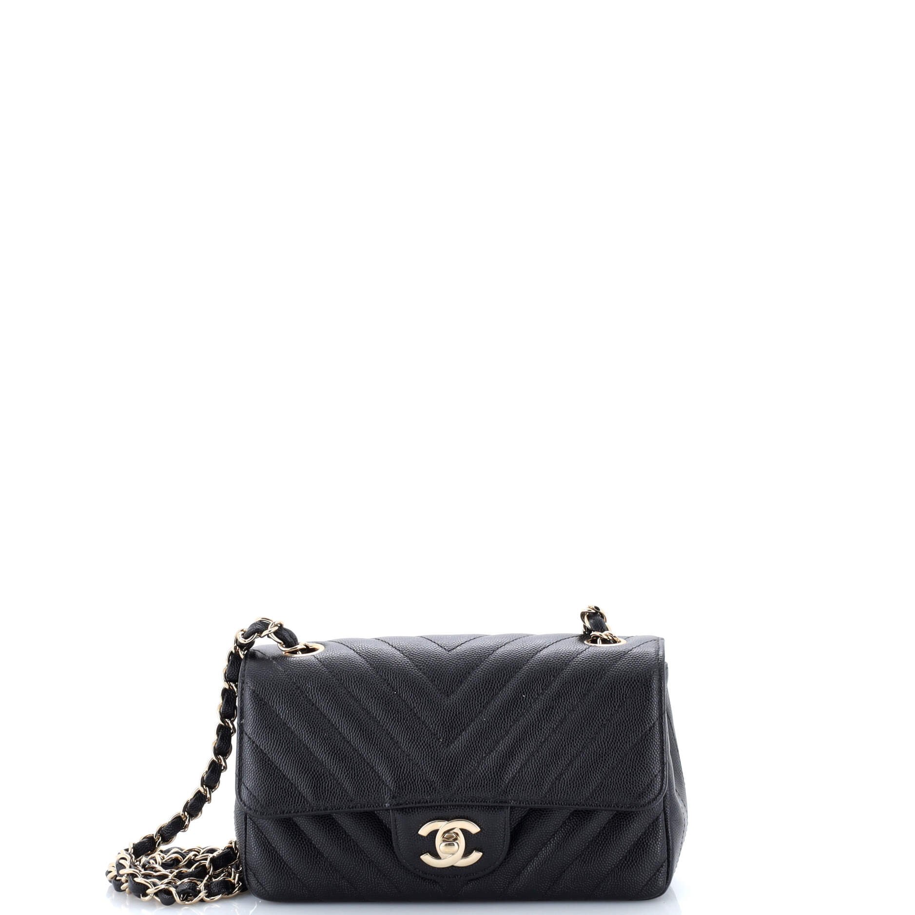 Chanel Classic Single Flap Bag Chevron Caviar Mini