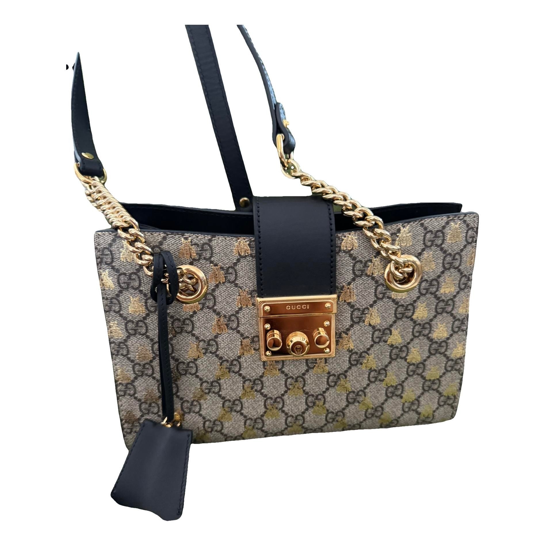 Padlock leather handbag