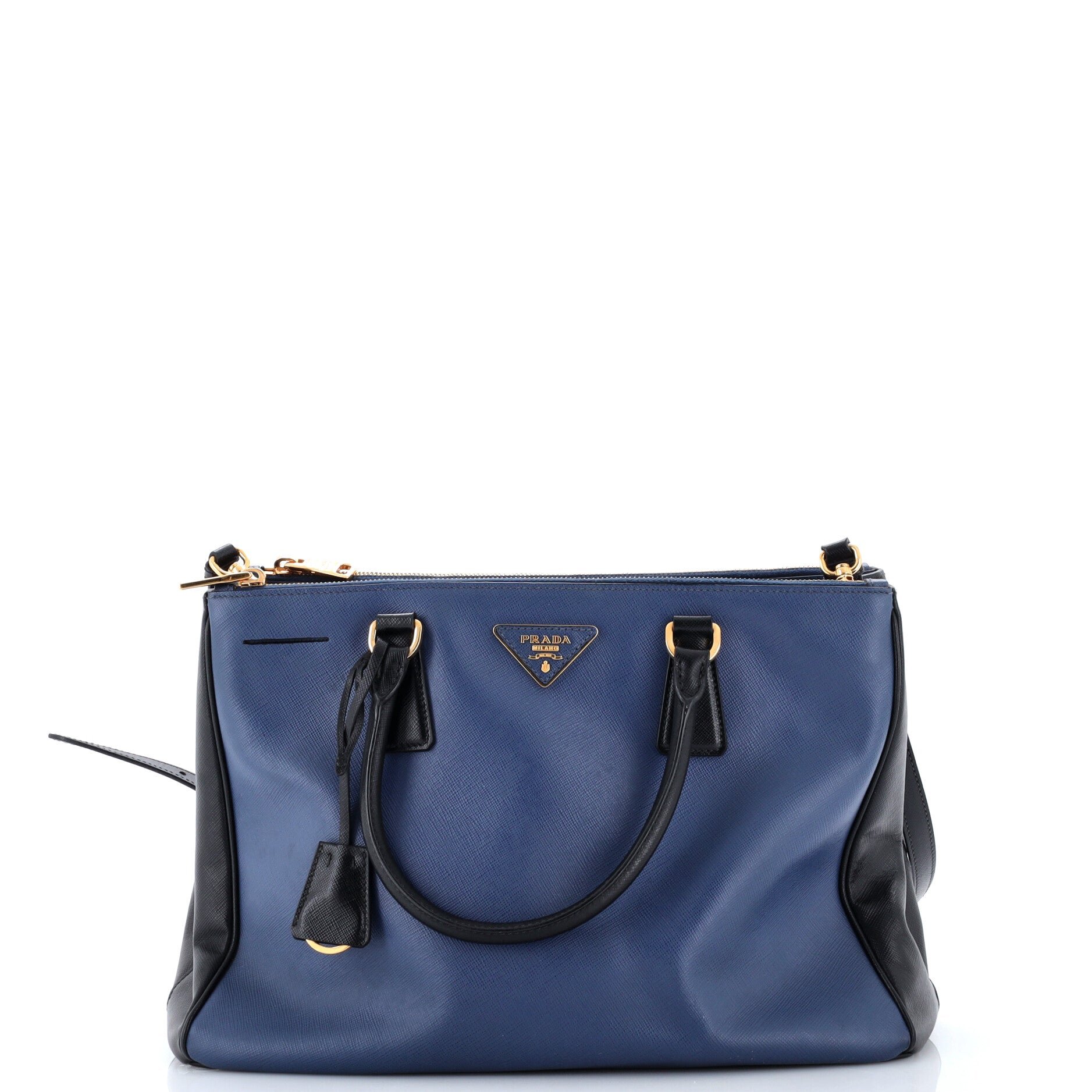Bicolor Double Zip Lux Tote Saffiano Leather Medium