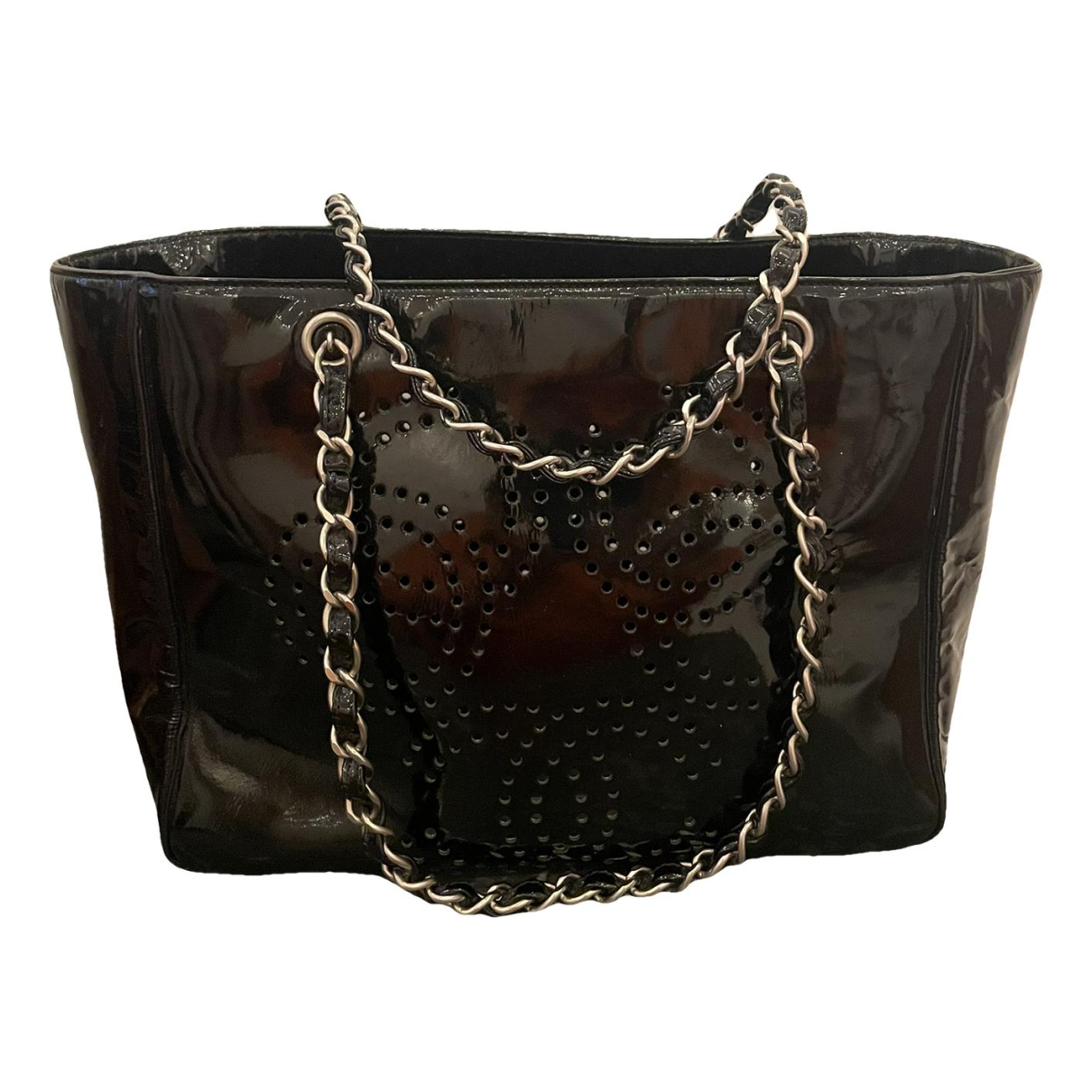 Vintage CC Chain patent leather tote
