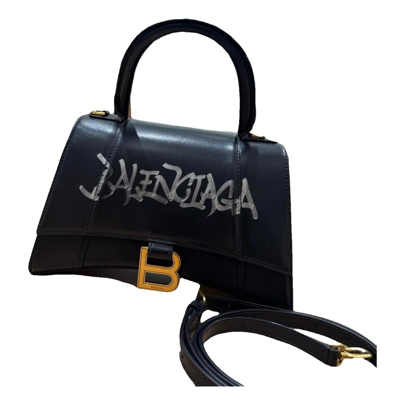 Hourglass leather handbag