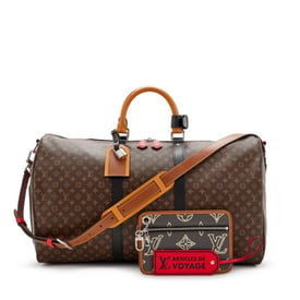 Louis Vuitton Virgil Abloh Mini Monogram Coated Canvas Patchwork Keepall Bandoulière 50 Silver Hardware, 2020