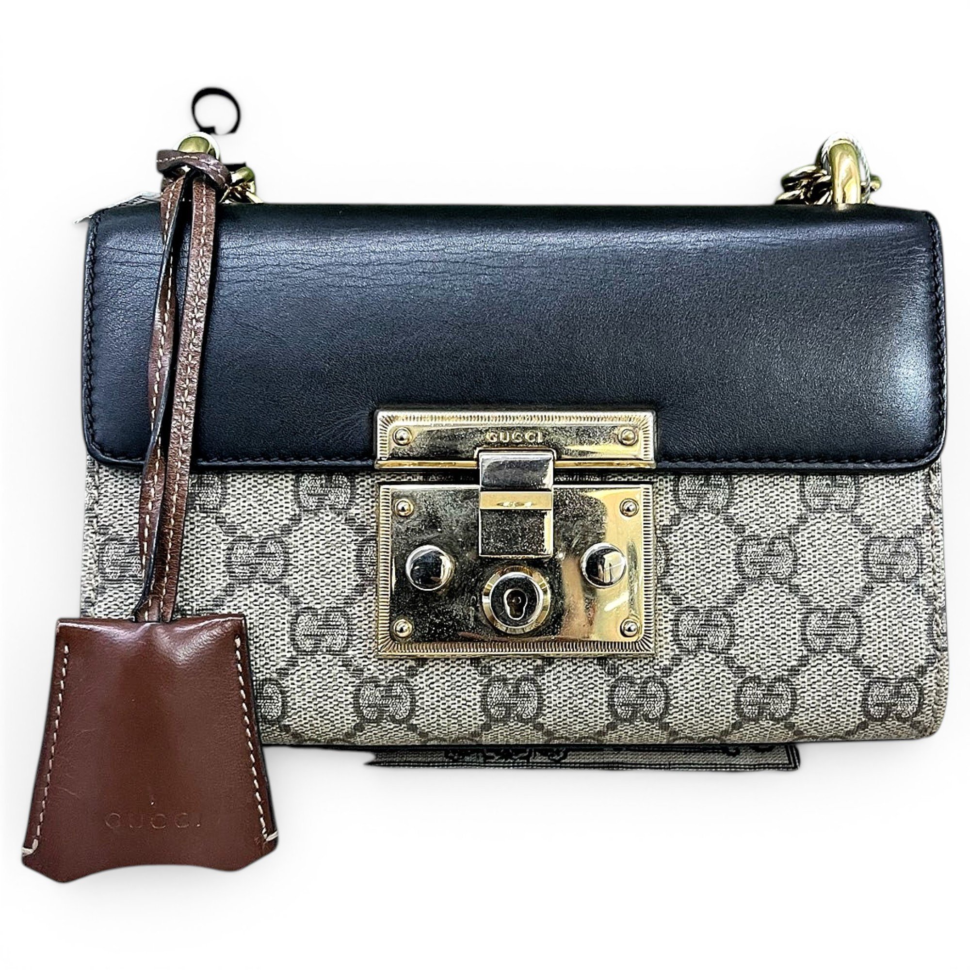 Padlock leather handbag