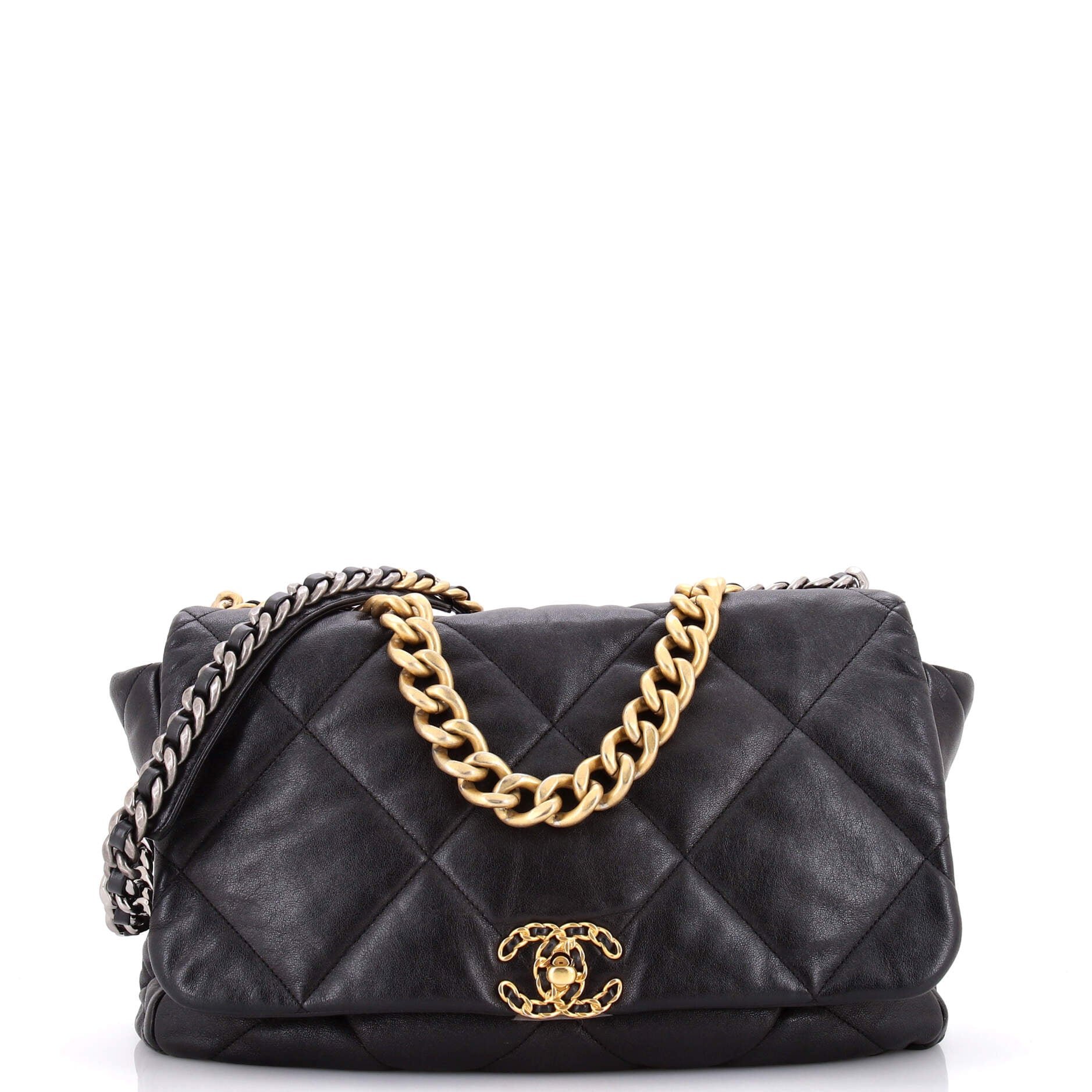 19 Flap Bag Quilted Leather Maxi
