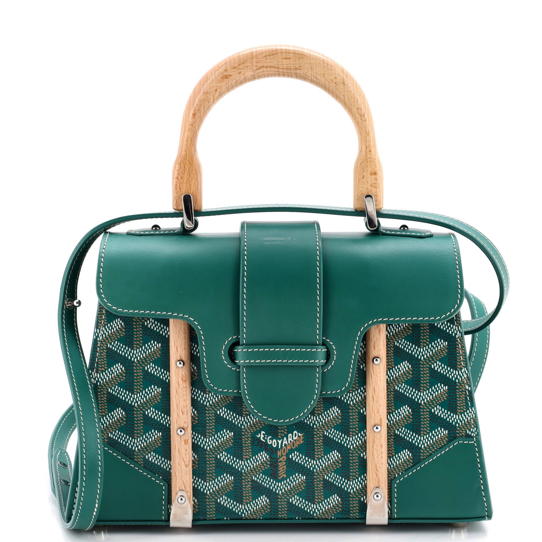 Structured Saigon Top Handle Bag Coated Canvas with Leather Mini