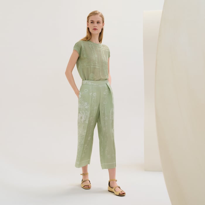 Vert Tendre "Brides De Gala En Fleurs" Pants