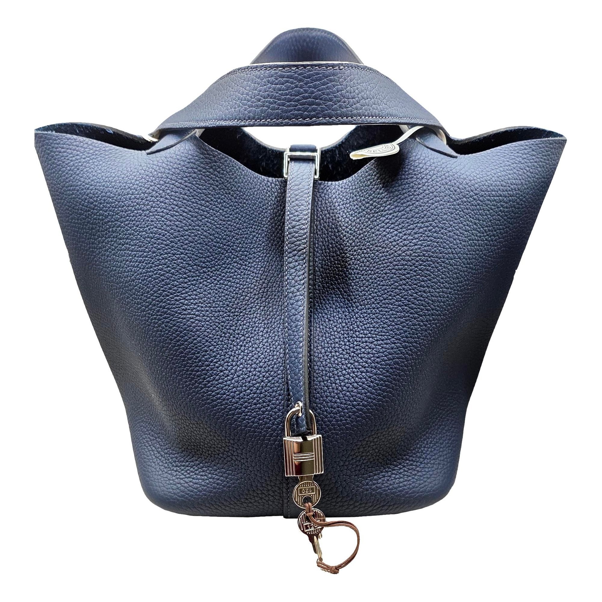 Hermes Picotin 22 Handbag Bleu De Prusse Clemence Leather 2025