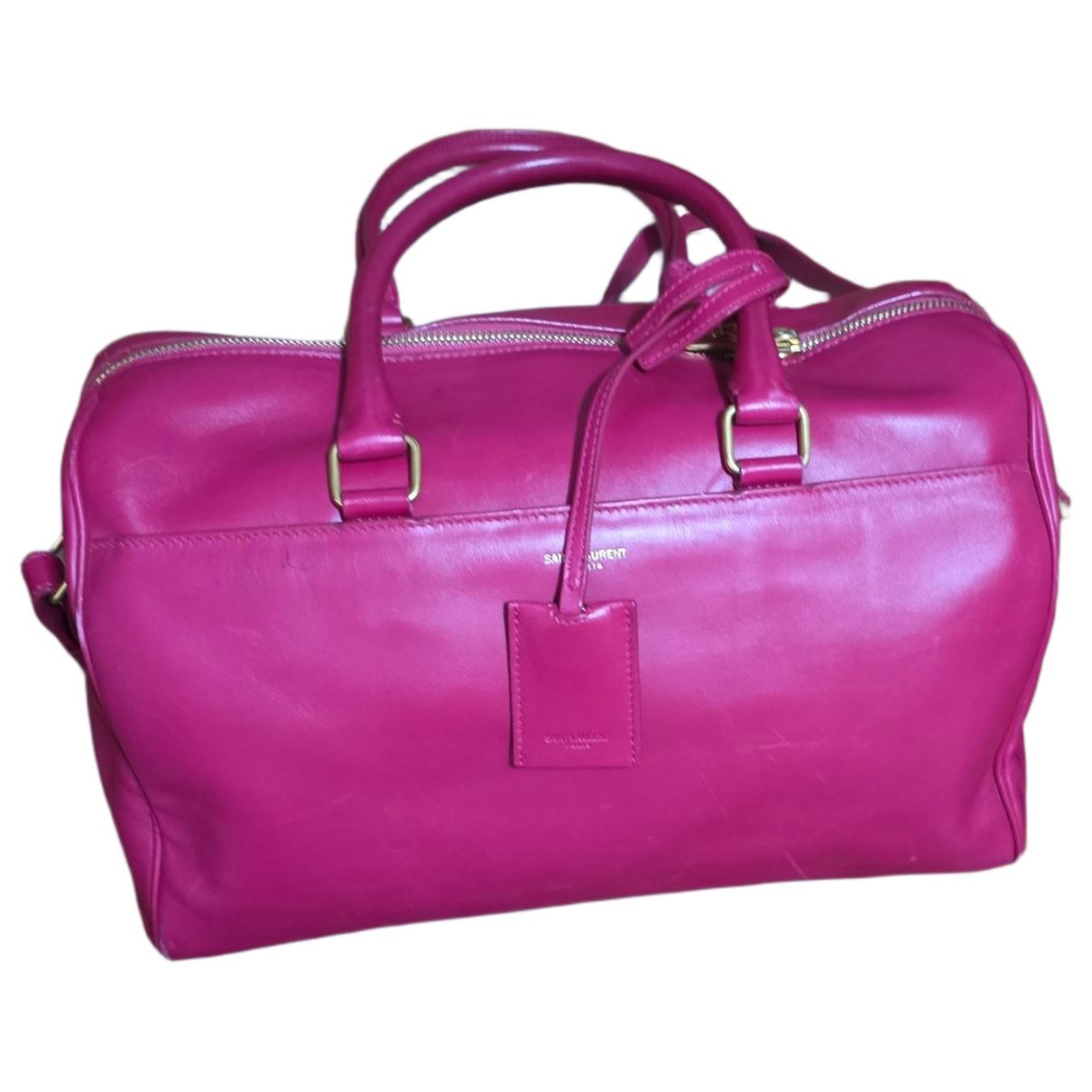 Duffle leather handbag